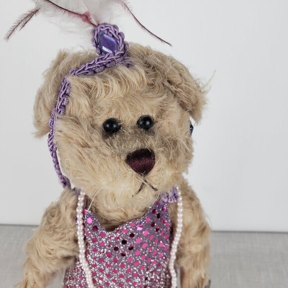 Pickford Brass Button Bears Daisy 1920s Gatsby 12" flapper bear tag & stand - Picture 11 of 12